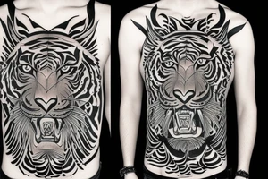 sak yant tiger full body blackwork tattoo idea