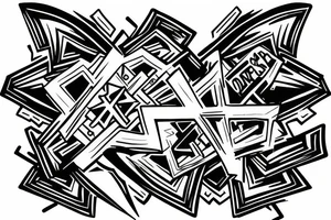 galaxy upside down cross insde breaking apart puzzle tattoo idea