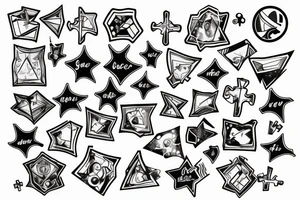 galaxy upside down cross insde breaking apart puzzle tattoo idea