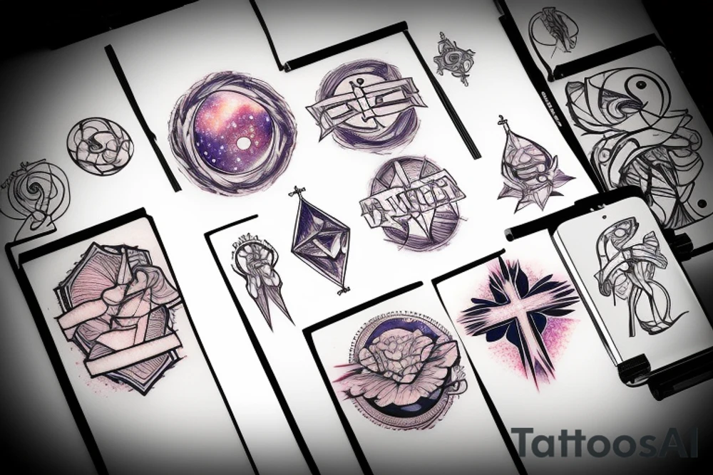 galaxy upside down cross tattoo idea