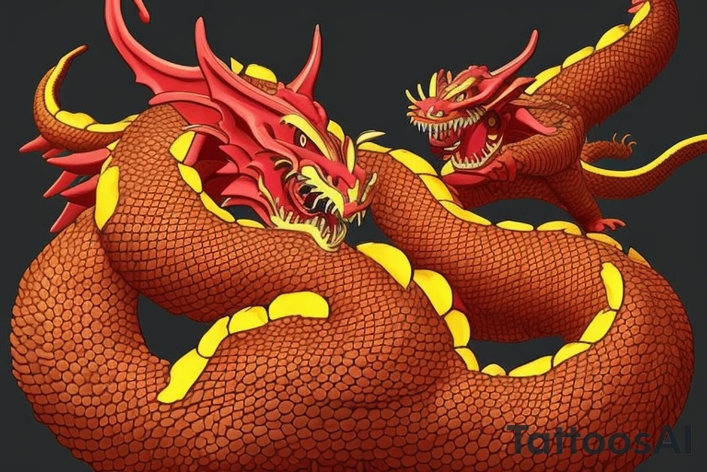 The dragon's body would be long and winding, with Shenron's horns sitting atop its head. The dragon's claws would be clutching the Dragon Balls, with the orbs nestled securely in its grasp. We could also add some small details like scales, whiskers, and glowing eyes to make the dragon look more realistic.

We can place the Susano'o in the dragon's left eye and the Amaterasu in the right eye to balance the design. The sharingan eyes can be integrated with Shenron's existing glowing red eyes, with the mangekyo patterns radiating out from the pupils.

The dragon's body would still be long and serpentine, with Shenron's horns sitting atop its head. The dragon's claws would be clutching the Dragon Balls, with the orbs nestled securely in its grasp. We've added in scales and whiskers to make the dragon look more realistic, and the mangekyo sharingan eyes have been incorporated into Shenron's existing red eyes. tattoo idea