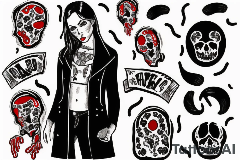 black coat with red right hand tattoo idea