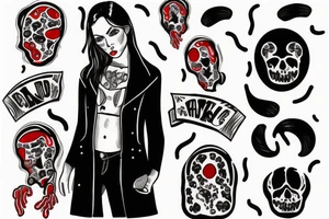 black coat with red right hand tattoo idea