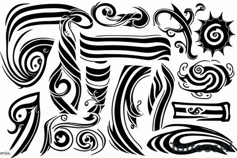 Black tiny or wavy knife tattoo idea