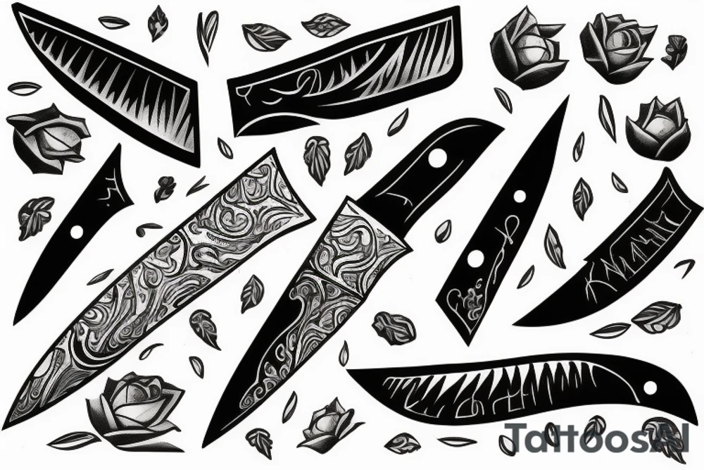 Black small knife tattoo idea
