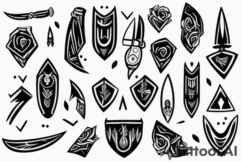 Black small knife tattoo idea