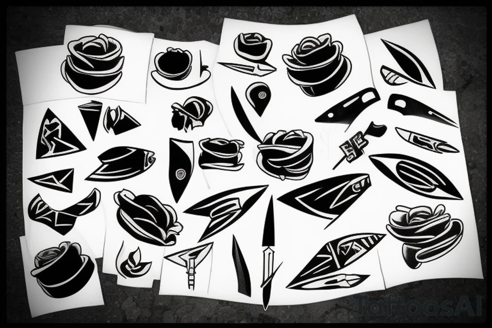 Black small knife tattoo idea