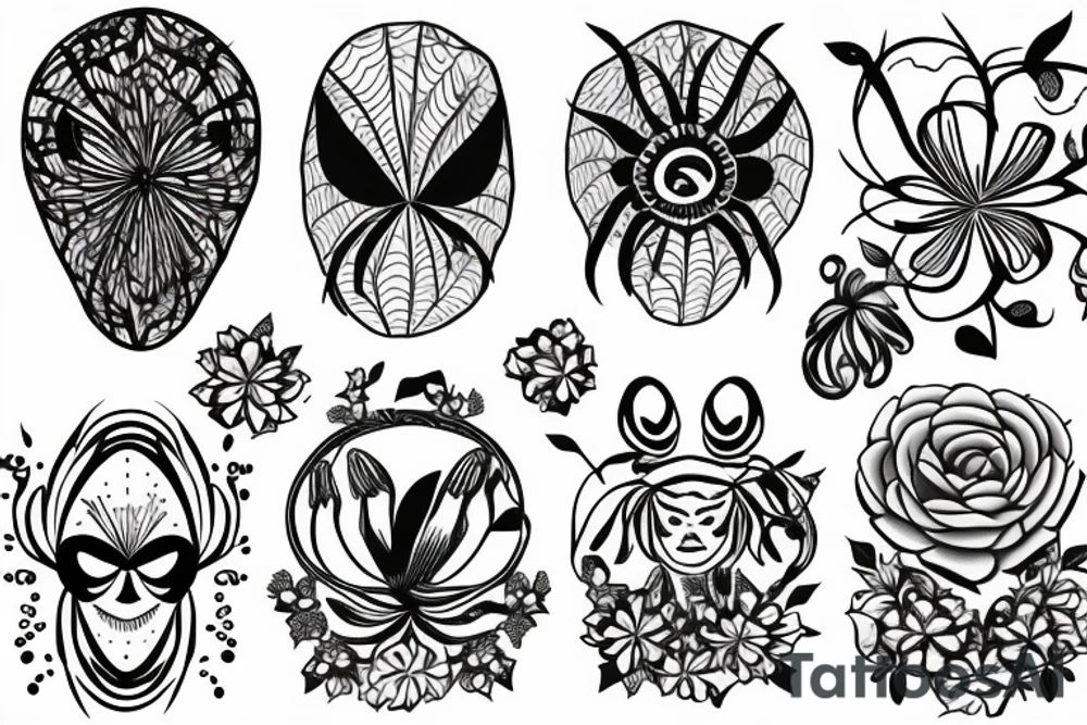 spider and flower tattoo idea