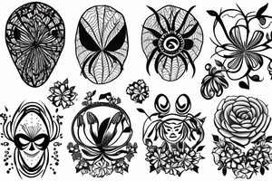 spider and flower tattoo idea
