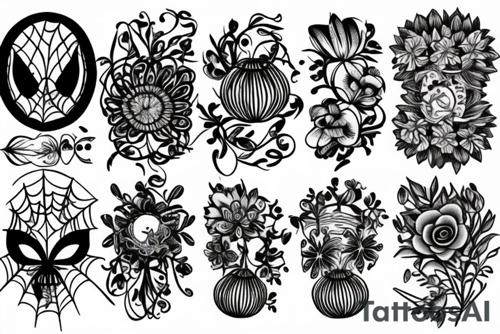 spider and flower tattoo idea