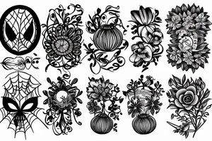 spider and flower tattoo idea