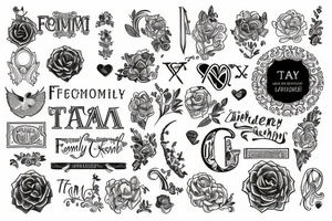 Initials of family members starts with T A and A tattoo idea