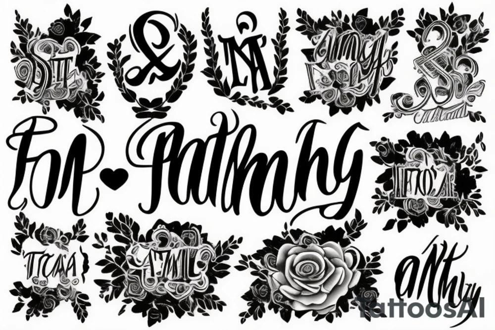 Initials of family members starts with T A and A tattoo idea
