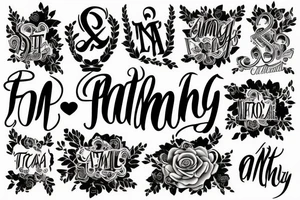 Initials of family members starts with T A and A tattoo idea