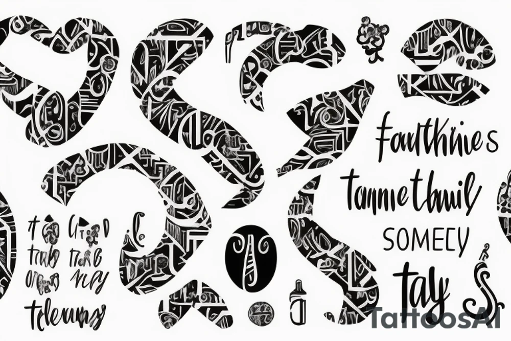 Initials of family members starts with T A and A tattoo idea
