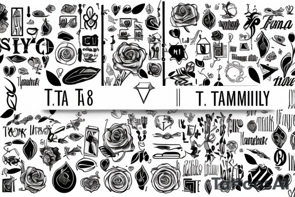 Initials of family members starts with T A and A tattoo idea