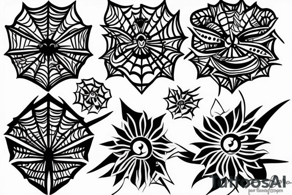spider and flower tattoo idea
