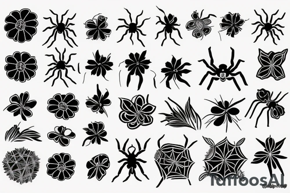 spider and flower tattoo idea