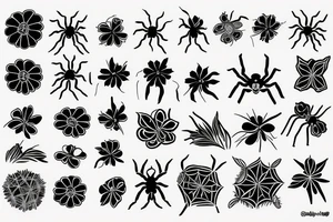 spider and flower tattoo idea