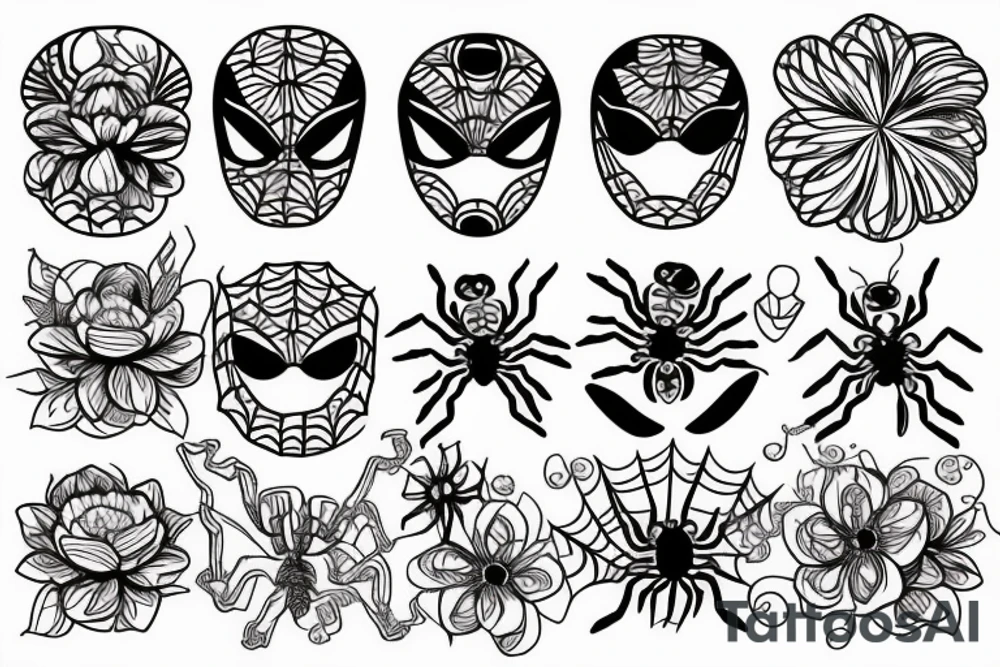 spider and flower tattoo idea