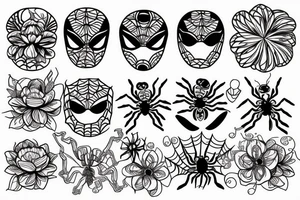 spider and flower tattoo idea