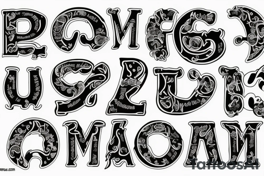 Initials of family members starts with T A and A tattoo idea