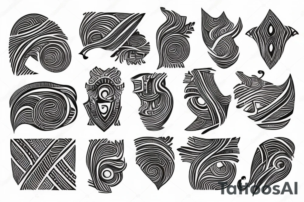 abstract watercolour lines sleeve tattoo idea