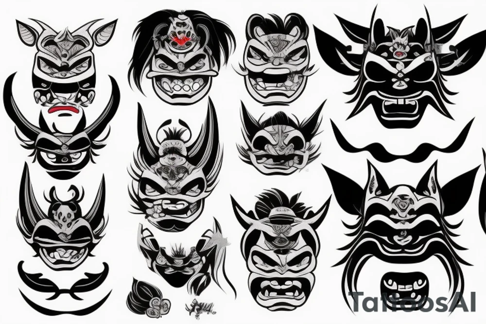 female oni mask tattoo idea