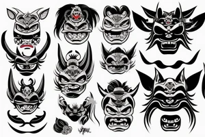 female oni mask tattoo idea