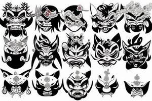 female oni mask tattoo idea