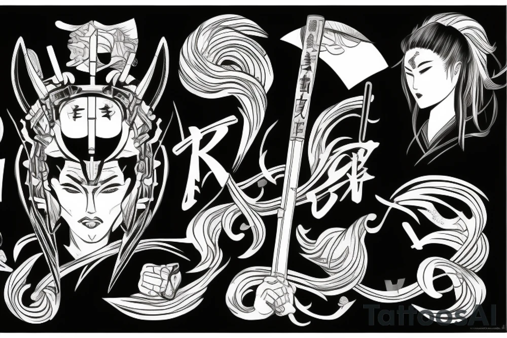 katana that has the word Invictus on it tattoo idea