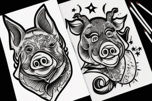 pig which smokes tattoo idea