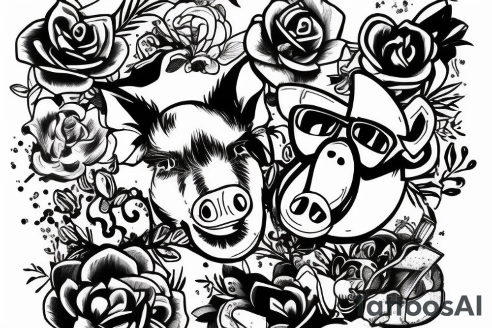 pig which smokes tattoo idea
