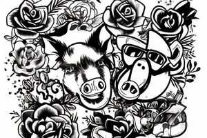 pig which smokes tattoo idea