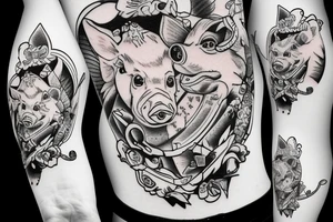 pig which smokes tattoo idea