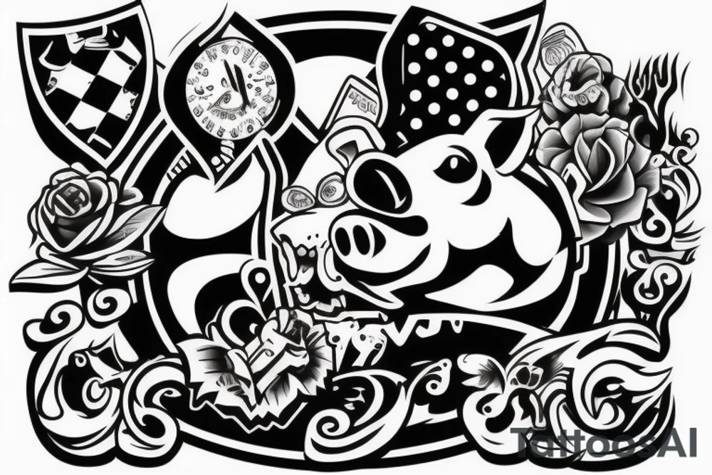 pig which smokes tattoo idea