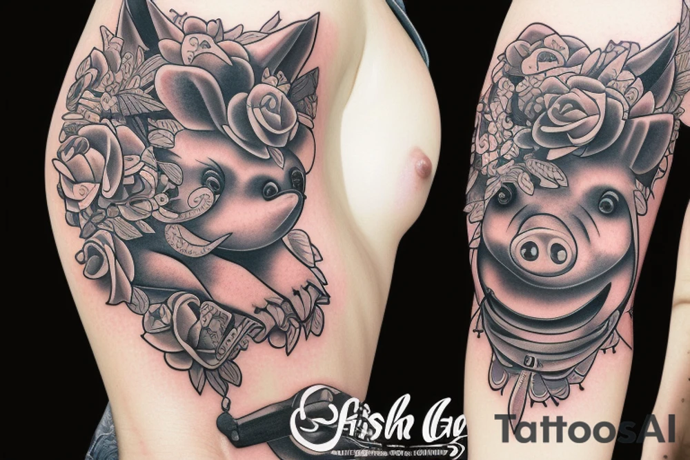 pig which smokes tattoo idea