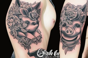 pig which smokes tattoo idea