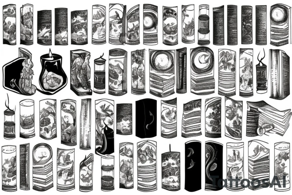 Candle and books tattoo idea