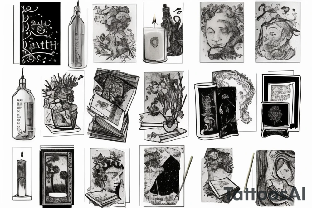 Candle and books tattoo idea