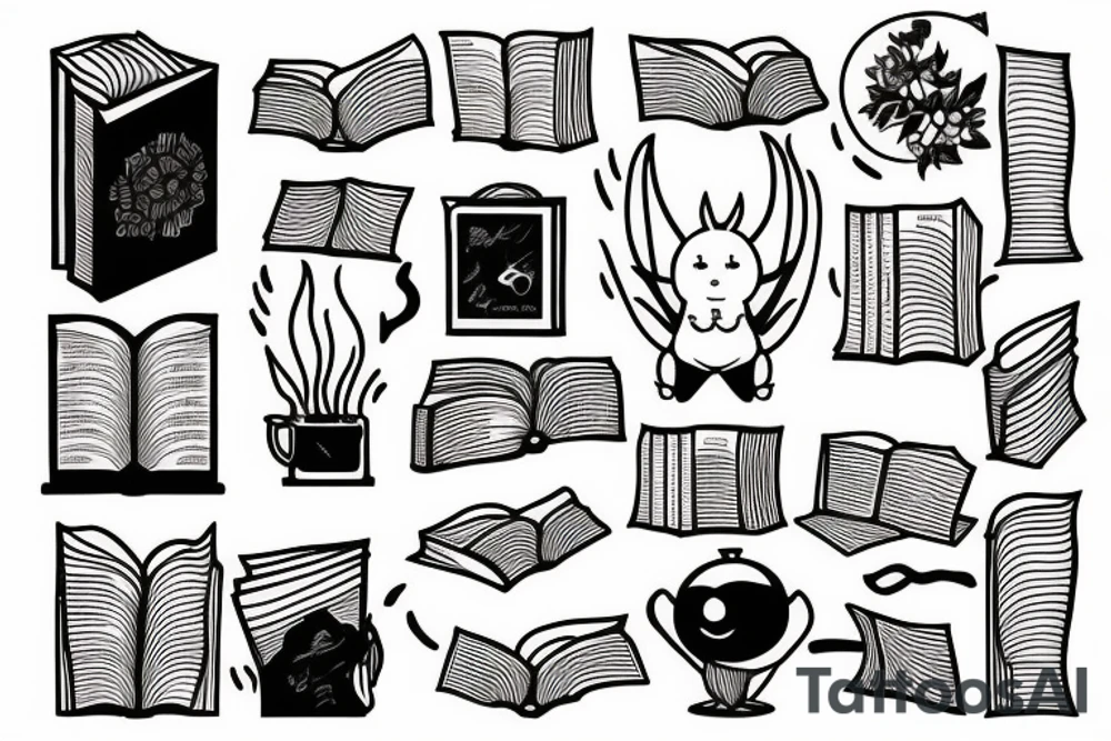 Candle and books tattoo idea