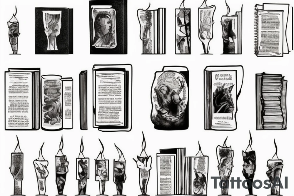 Candle and books tattoo idea