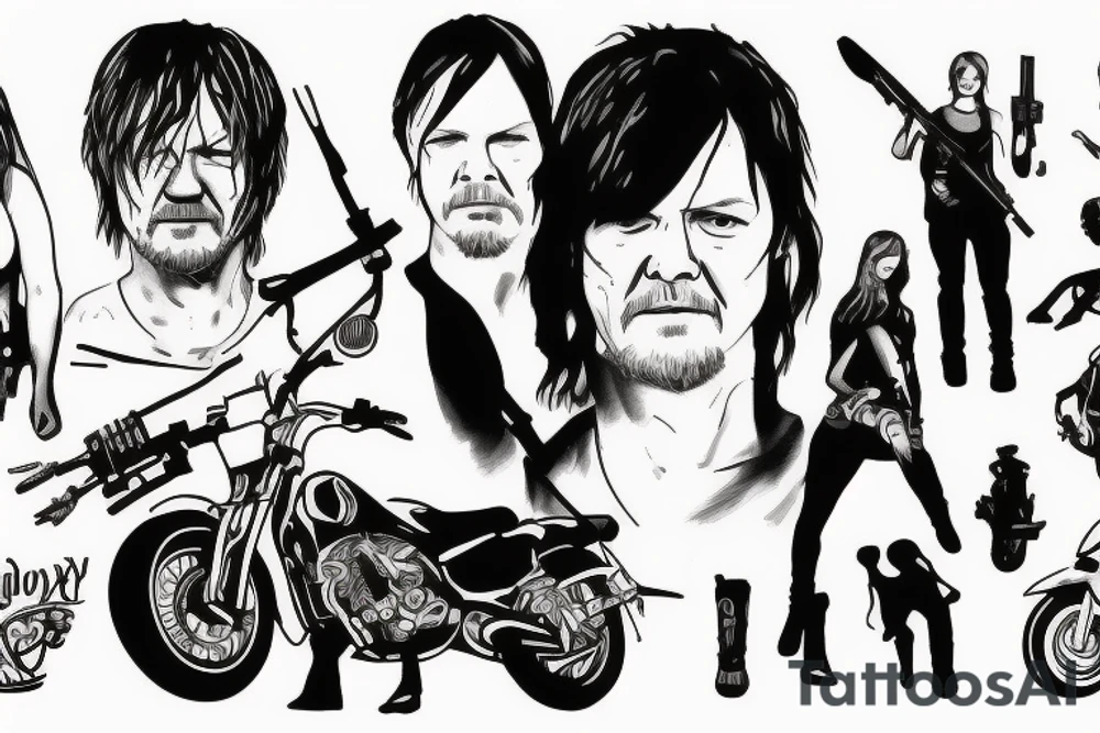 Daryl Dixon and Carol on the bike tattoo idea
