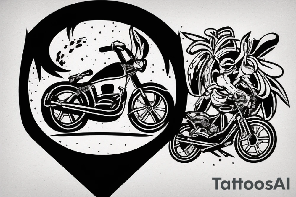 A lonely biker on road tattoo idea