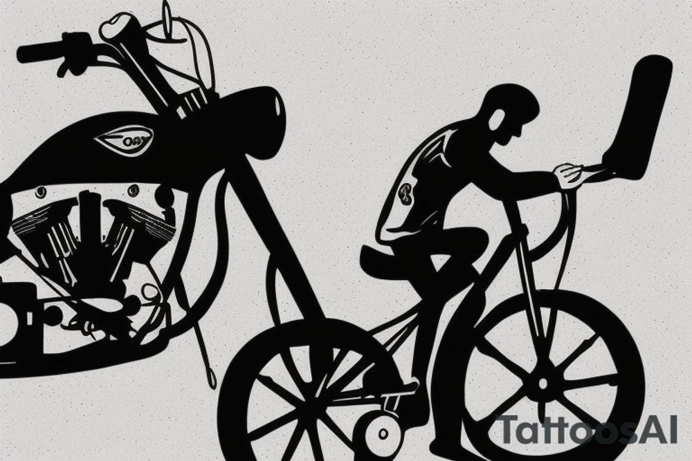 A lonely biker on road tattoo idea