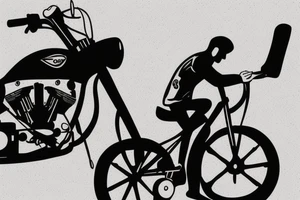 A lonely biker on road tattoo idea