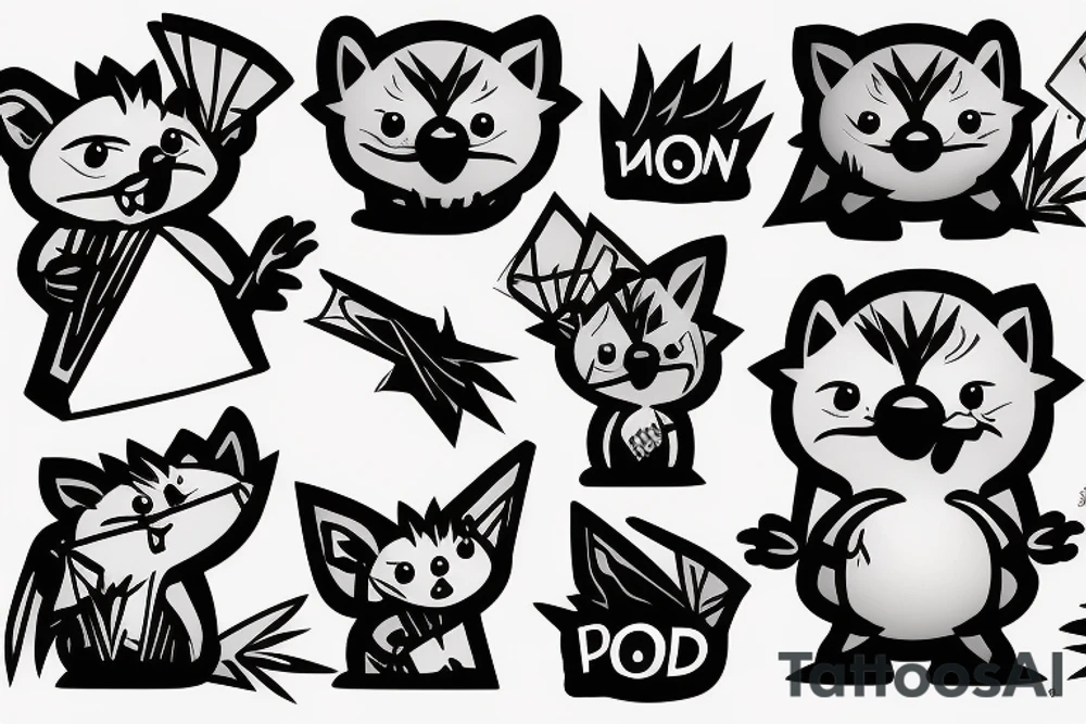 porcupine with black shades on holding a hand saw tattoo idea