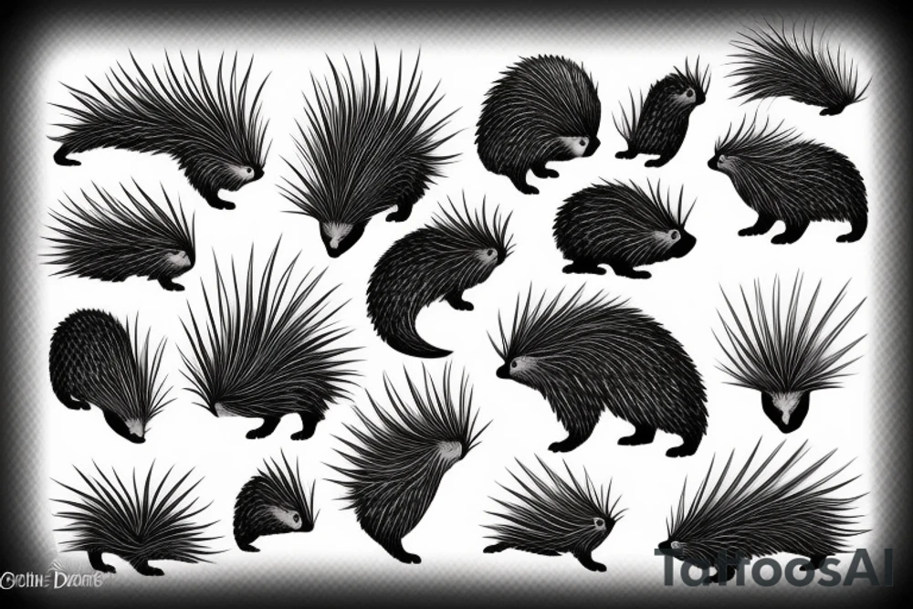cool looking porcupine tattoo idea