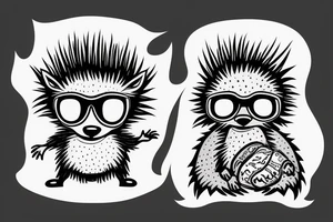 cool looking porcupine with sunglasses on tattoo idea