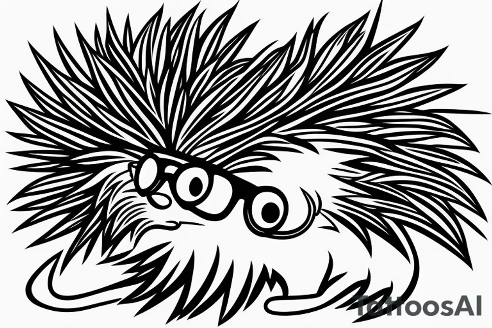 cool looking porcupine with sunglasses on tattoo idea